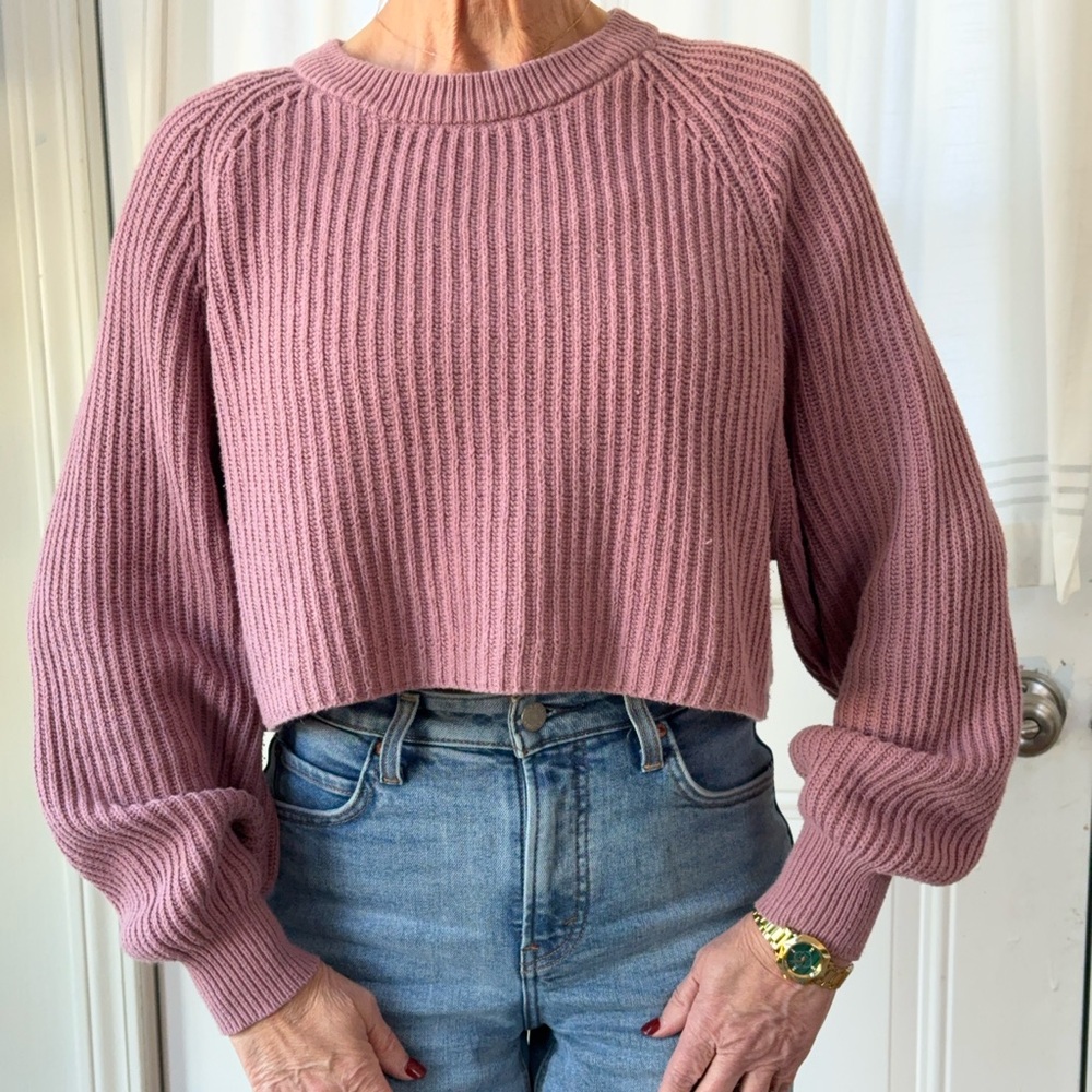 Aeropostale Mauve Ribbed Crew Neck Sweater